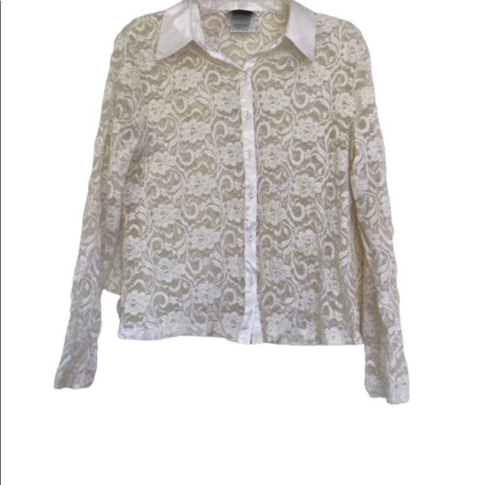 Fashion Bug White Lace Long Sleeve Blouse